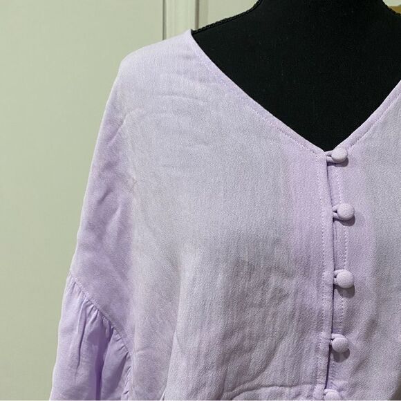 Crosby Mollie Burch Purple Ruffle Sleeve Oversized Crop Size S - Picture 5 of 8